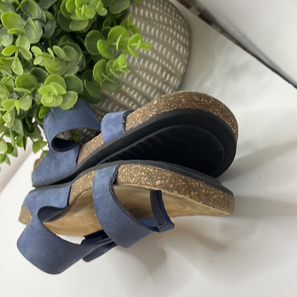 Clarks Artisan Perri Island Nubuck Sandals Size 6 Black Cork Effect Slip On - Picture 7 of 10